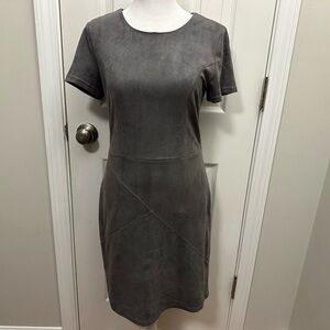 Fitted Sheath Faux Suede Knit Dress Size Small
